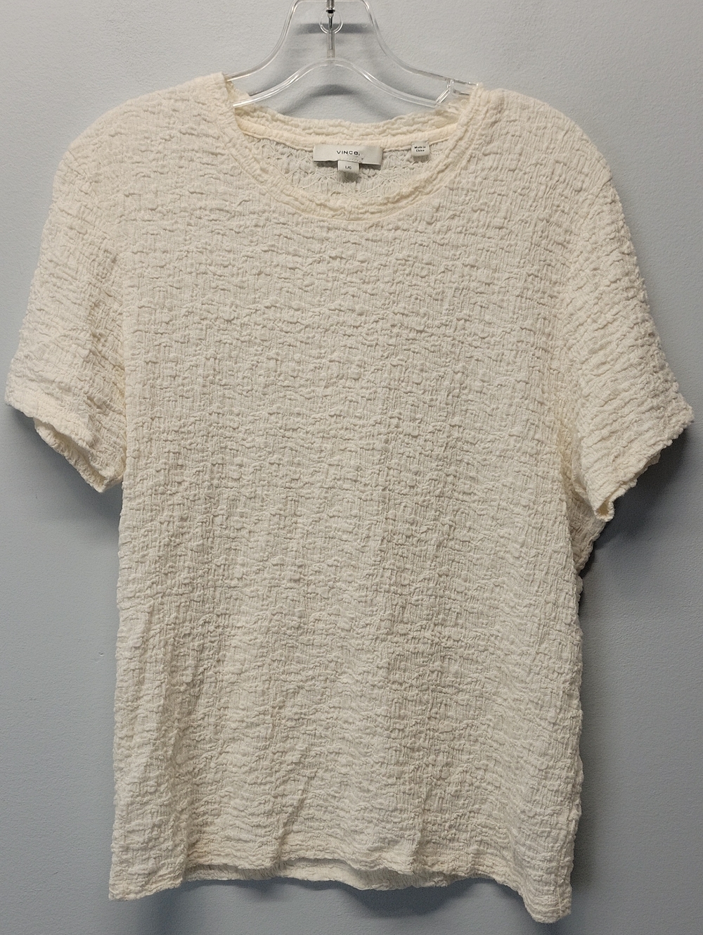 Vince cream cotton blend textured top size large